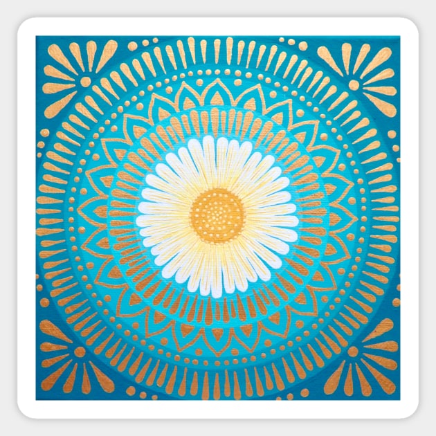 Teal and Gold Mandala Sticker by SoozieWray